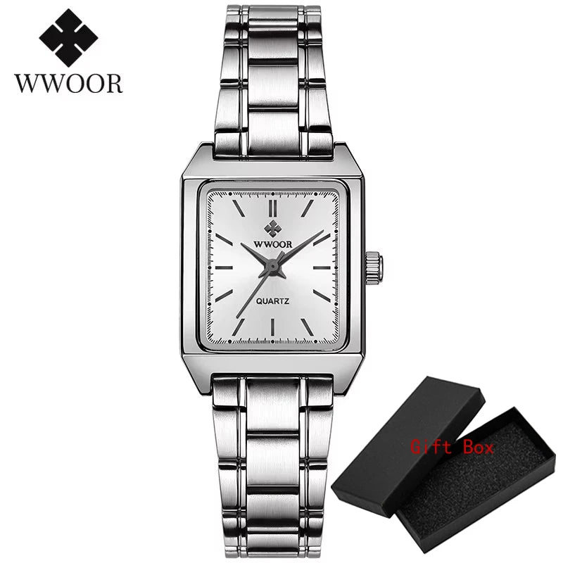 Fashion Top Brand Wwoor Womens Watches Black Small Square Wristwatch Woman Dress Bracelet Watch For Women Gift Xfcs Montre Femme