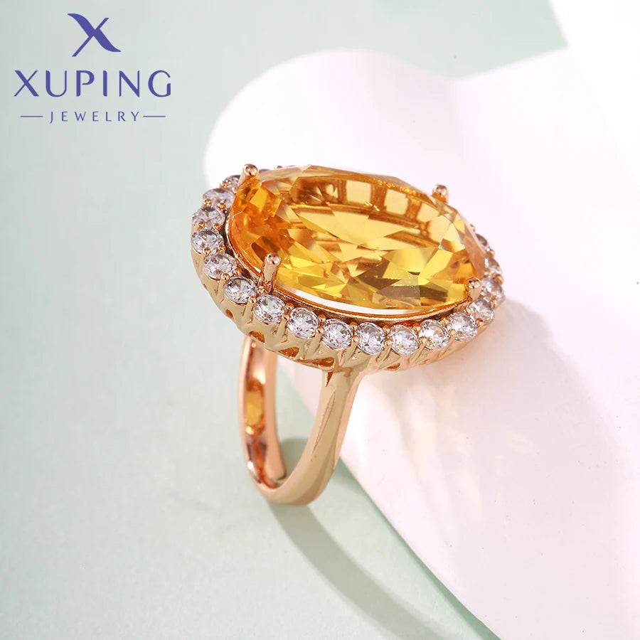 Xuping Jewelry Store Charm Jewellery Copper Alloy Big Stone Women Ring with Gold Color for Party Gift X000440174
