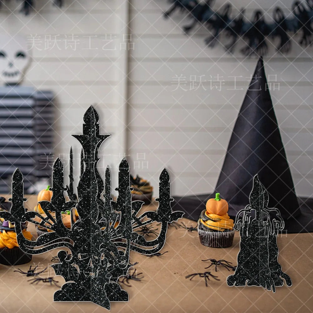 Halloween Decoration 6pcs Candlestick Ornament Haunted House Dining Table Arrangement Festival Dercoration Happy Halloween Day