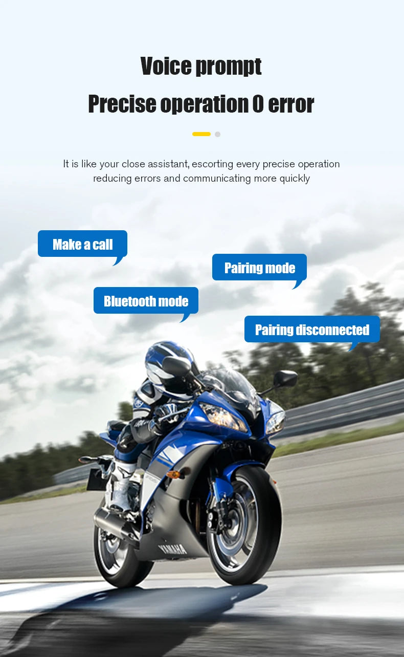 Motorcycle Helmet Earphone Bluetooth Headset Waterproof Voice Assistant Moto Earphone Motorbike Hands Free Wireless Headphone