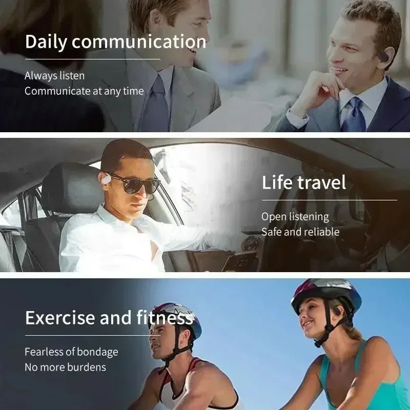 KY2 Single Wireless Earphones Air Conduction OWS Headphone HiFi Ear-Hook Music Sports Noise Cancel Headset For All Smartphones