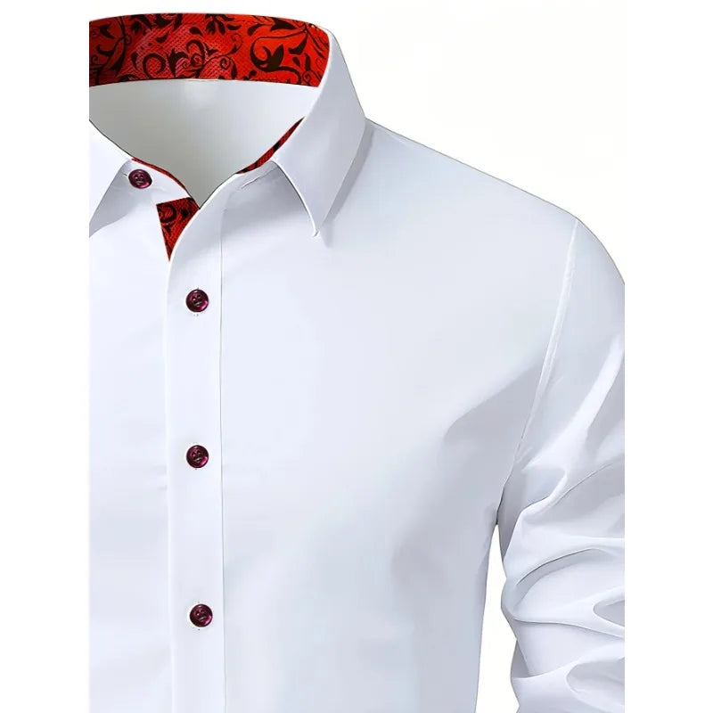 Men White Shirt Fashion Brand New Solid Color Long Sleeve Smart Casual Elastic Four Season Male Business Shirt