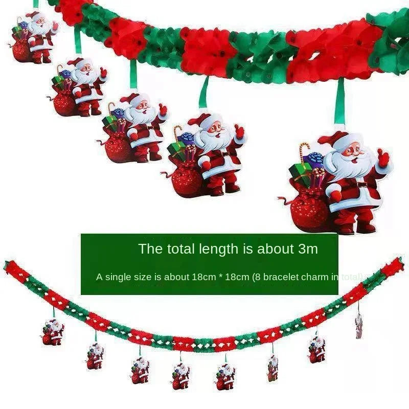 Christmas Party Decoration Santa Claus Banner Festive Decor Christmas Tree Pendants Drop Ornaments Ceiling Layout Craft Supplies