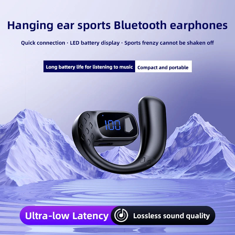 Digital Display Wireless Earphone New Bluetooth 5.4 Headset For Universal Phones Noise Cancelling Sports/Game/Drive Headphones