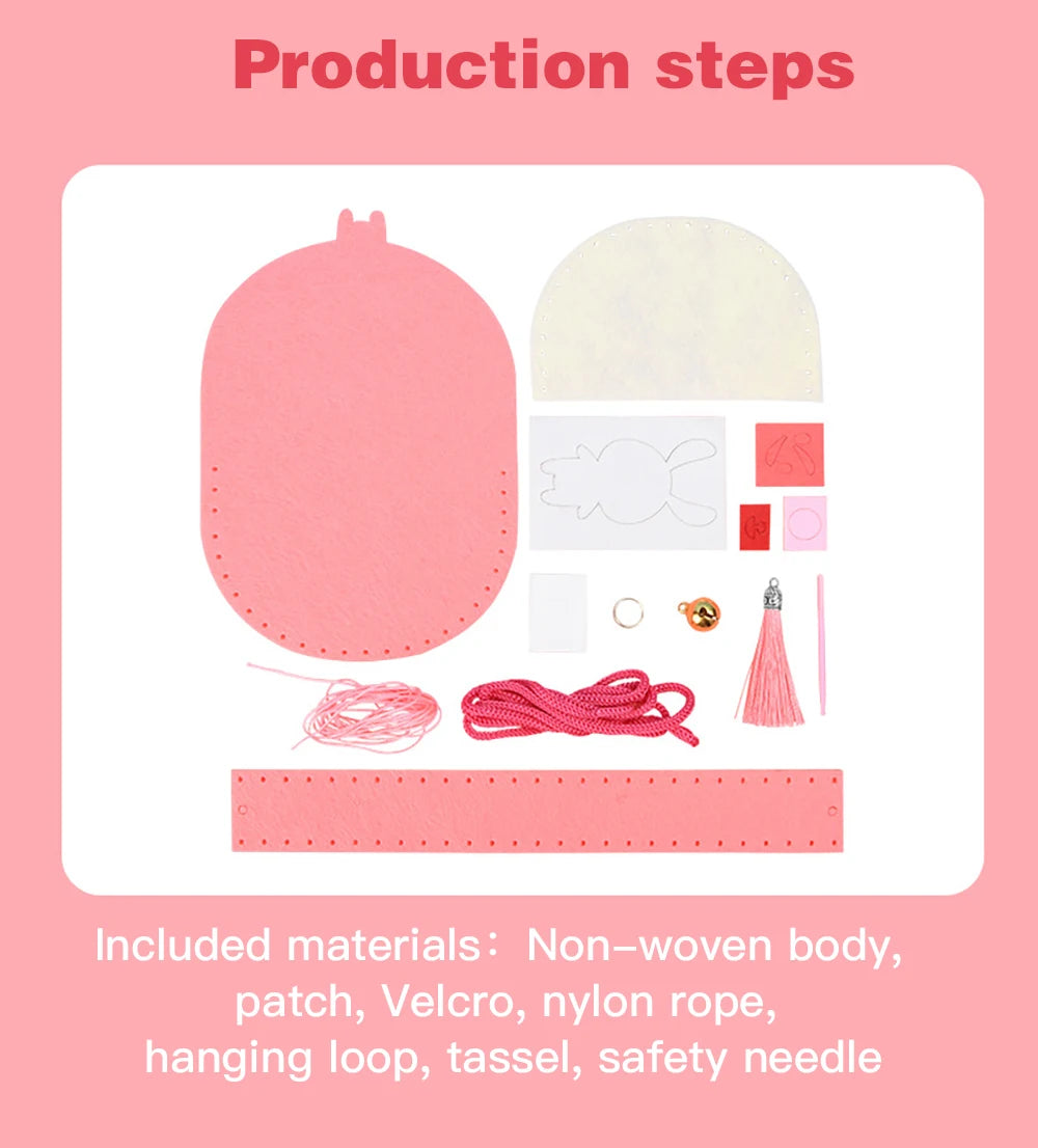 Kid's Handmade DIY Toys Cute Cartoon Animals Cloth BagShape Craft Kits Non-woven Weaving Montessori Aids Early Education