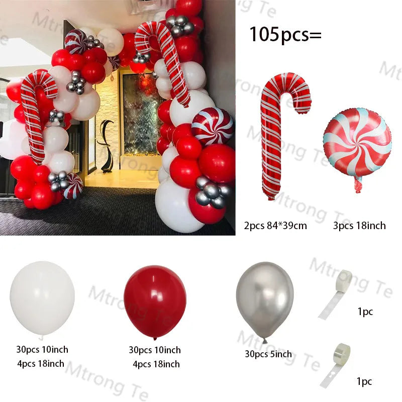 Christmas Decoration 2023 Balloon Red Green Arch Garland Kits Candy Balloons Santa Claus Merry Christmas Party New Year Decor