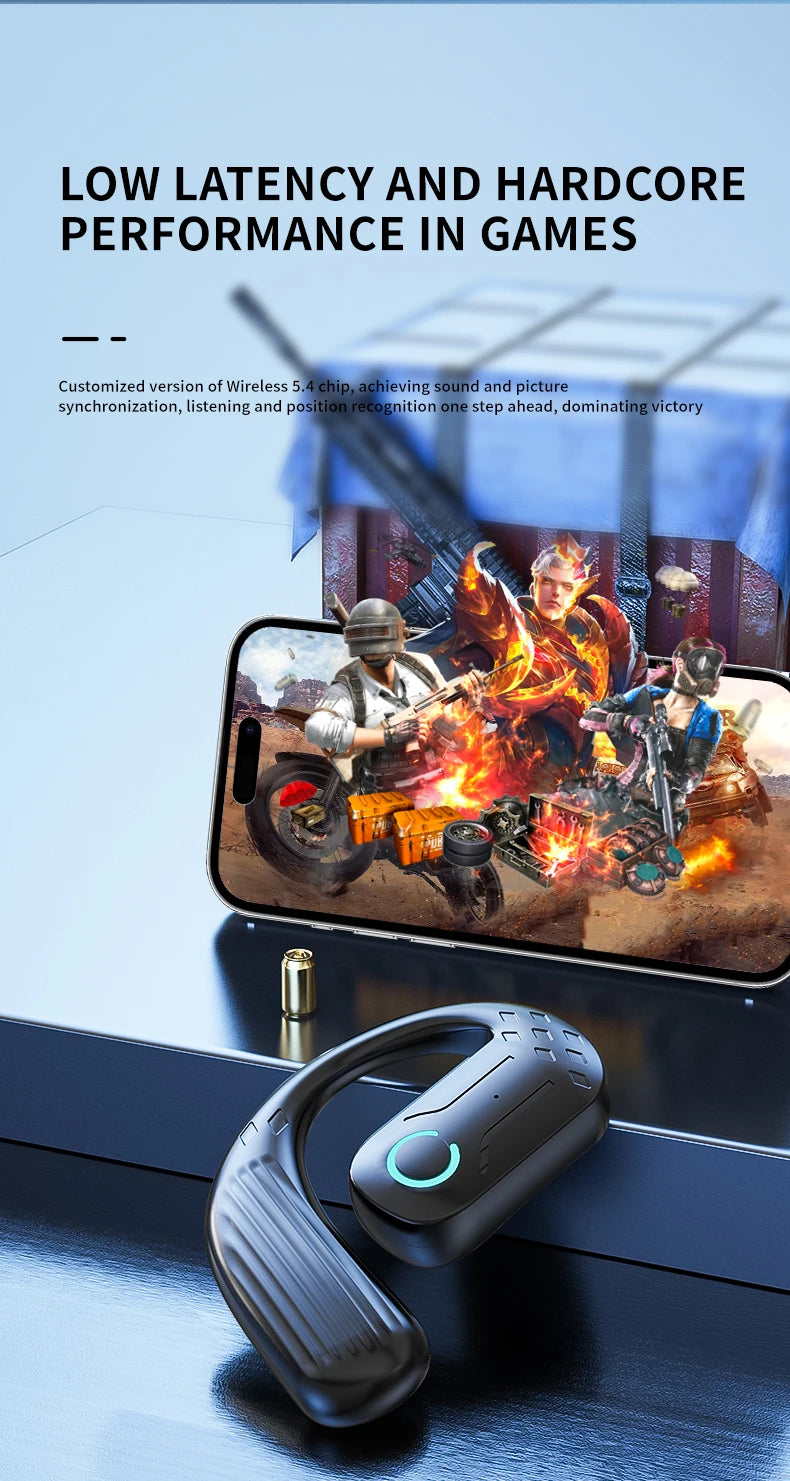 Bluetooth 5.4 Open Wireless Earphone 180° Rotation Adjustable Left Right Ear Universal Headset With Mic For Sport Business Music