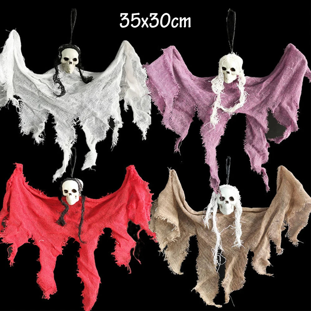 Horror Halloween Hanging Skeleton Decorations Linen Hanging Ghost Haunted House Scary Props Halloween Home Garden Party Supplies