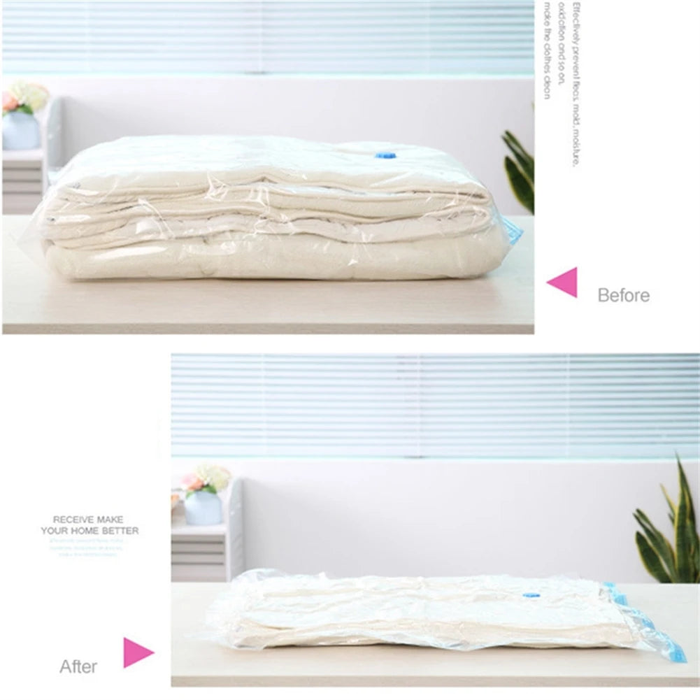 Vacuum Storage Bags With Valve Folding Compressed Space Saving Clothes Storage Big Size For Towel Cloth Blanket