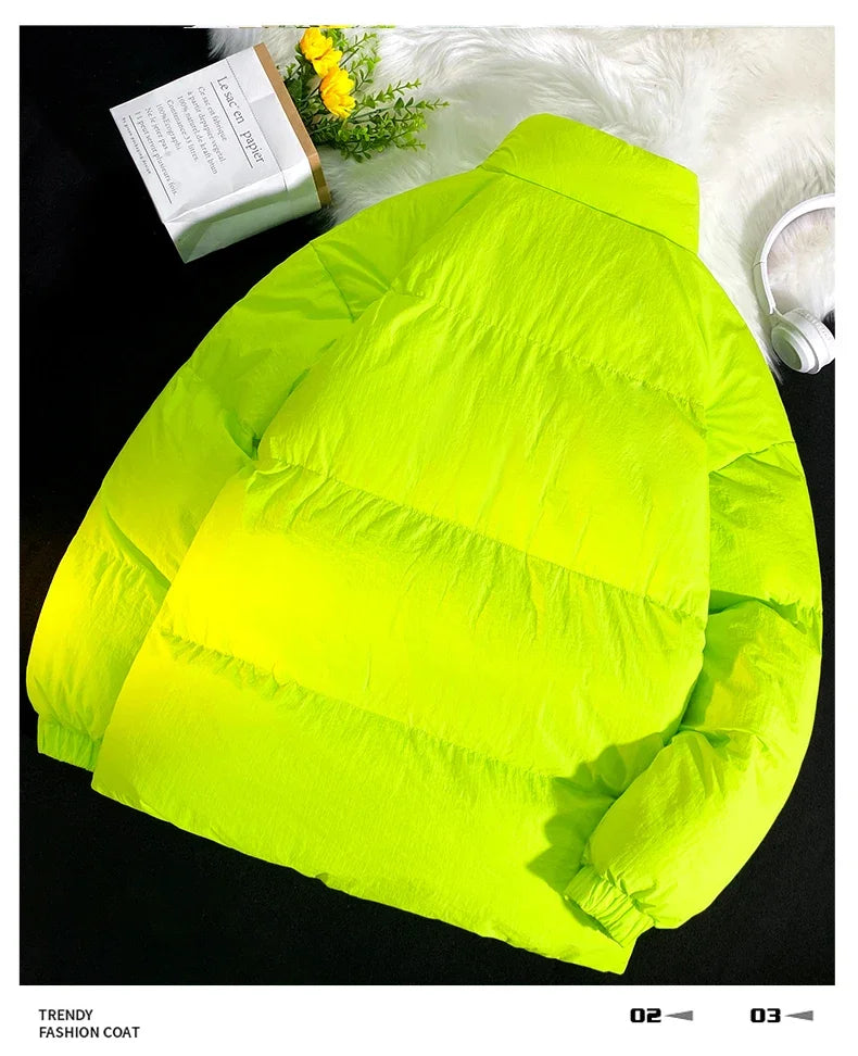 Down jacket men's handsome bread jacket Hong Kong style loose collar and velvet ins assorted bread jacket