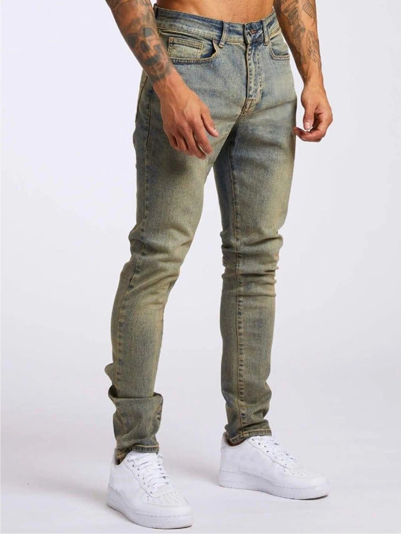 2025 New style denim men's pants, Instagram trend, black slim-fit high-waisted denim jeans for men