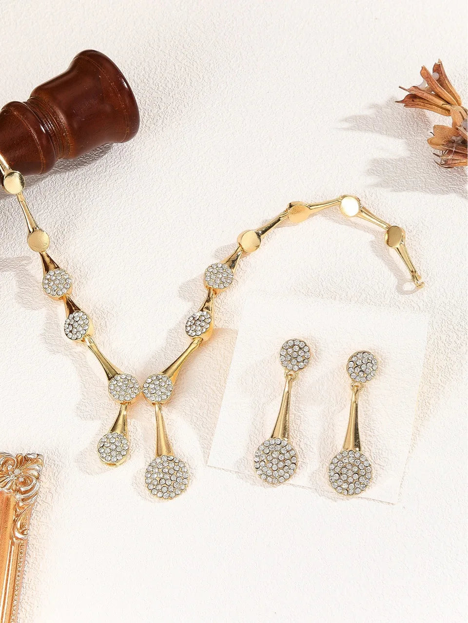 Necklace Earrings Exquisite Set Golden Quiet Elegant Bridal Banquet Jewelry Gifts For Women