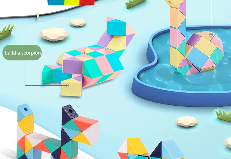 3D Puzzle Fidget Toys Transformable Cube Kid Education Toys Cubo Magico 24-72 Segments Magic Rule Snake Speed Cubes Toys for Kid