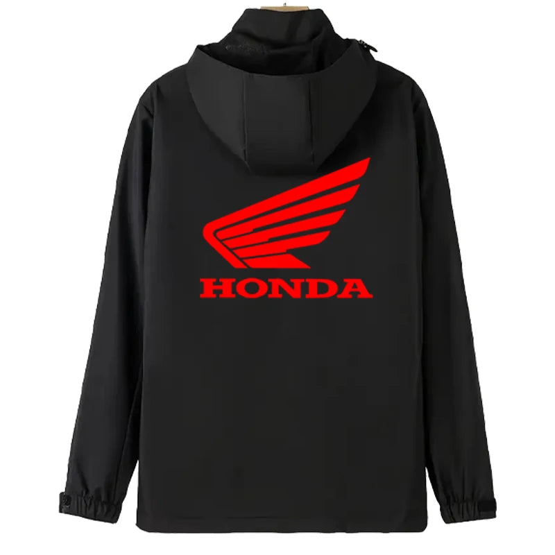 Honda Motorcycle Jacket Men's Hooded Windproof And Waterproof Coat With Detachable Hood And Zipper Shirt, Large Size Riding Suit