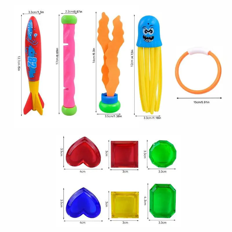 Kids Diving Game Toys Set Cartoon Underwater Diving Toys Diving Game Water Sports Toy Set Swimming Pool Accessories