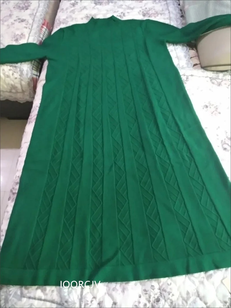 Autumn Winter New Cashmere Knitted Dress Women Half High Collar Sweater Dress Female Loose Pullover Mujer Vestidos