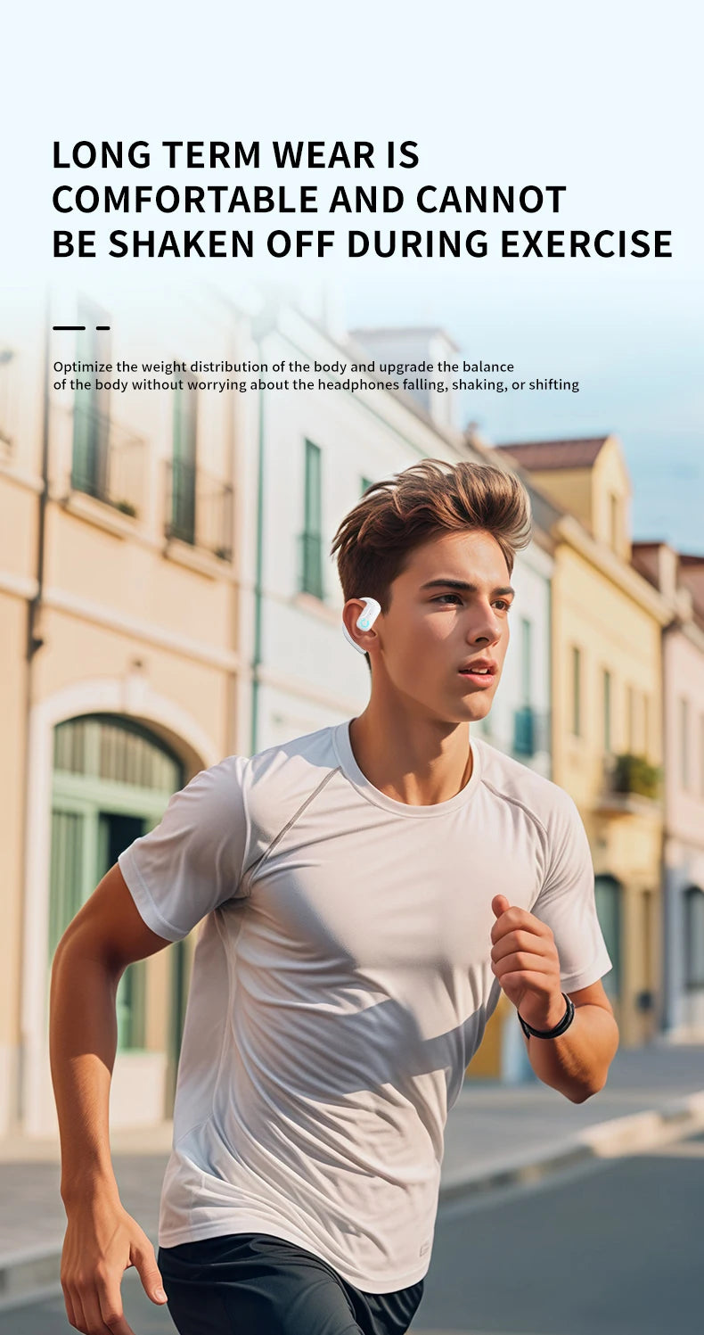 Bluetooth 5.4 Open Wireless Earphone 180° Rotation Adjustable Left Right Ear Universal Headset With Mic For Sport Business Music