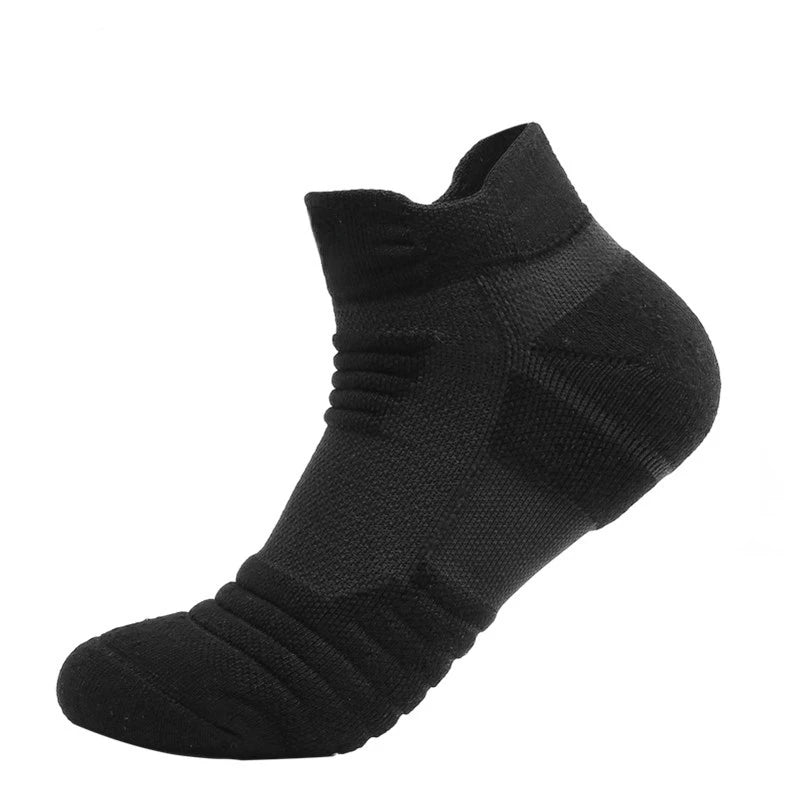 6/3/1 Pairs New Men Sports Running Fitness Flight Short Tube Socks Women's Towel Bottom Basketball Socks Solid Color Black Socks