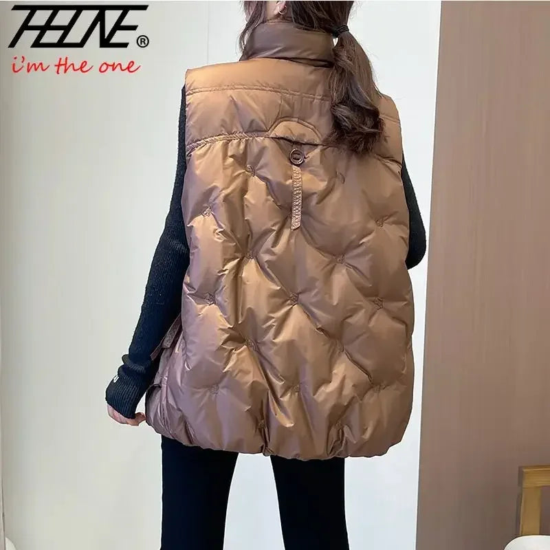Winter Jackets Vests for Women 2024 Chalecos Para Mujer Plus Size Fashion Casual Korean Style Padded Parkas Pockets Long Coats