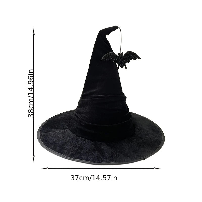Halloween crumpled witch hat party, witch hat black velvet witch costume makeup accessories hat decorations