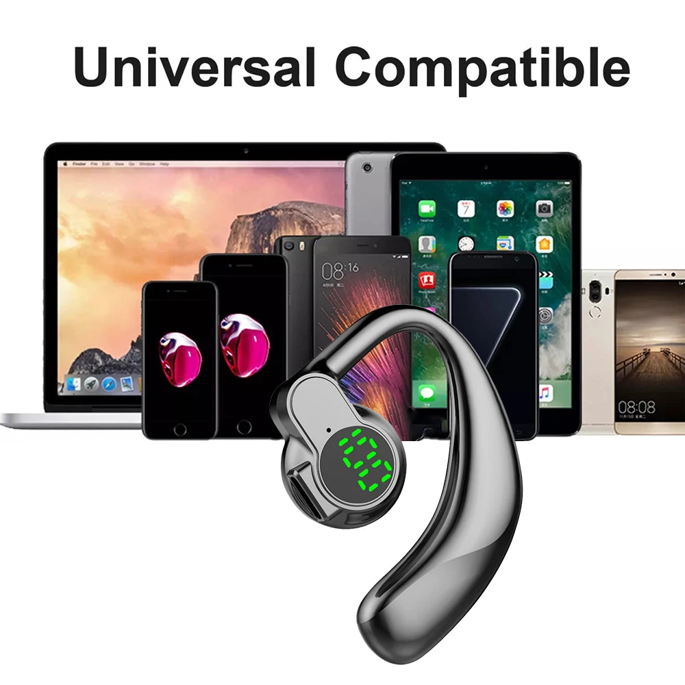 Wireless Headphones Bluetooth 5.4 Ear Hook Earphones with Microphone Handsfree HD Call Noise Cancelling Headset for Driving