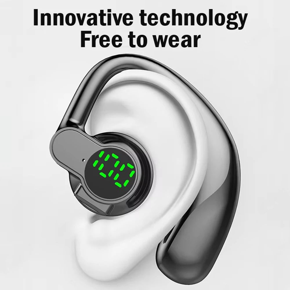 Wireless Headphones Bluetooth 5.4 Ear Hook Earphones with Microphone Handsfree HD Call Noise Cancelling Headset for Driving