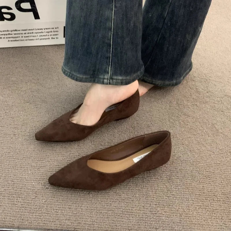 Women's Fashion Flat Shoes 35-39 Pointed Toe Shallow Mouth One Foot Stirrup Single Shoes Comfortable Soft Bottom Women's Shoes
