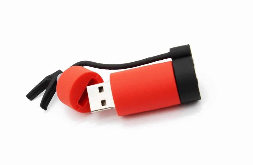 JASTER Cartoon Fire Extinguisher USB 2.0 Flash Drive 128GB Cute Silicone Memory Stick 64GB Gifts For Children Pen Drive 32GB 8GB