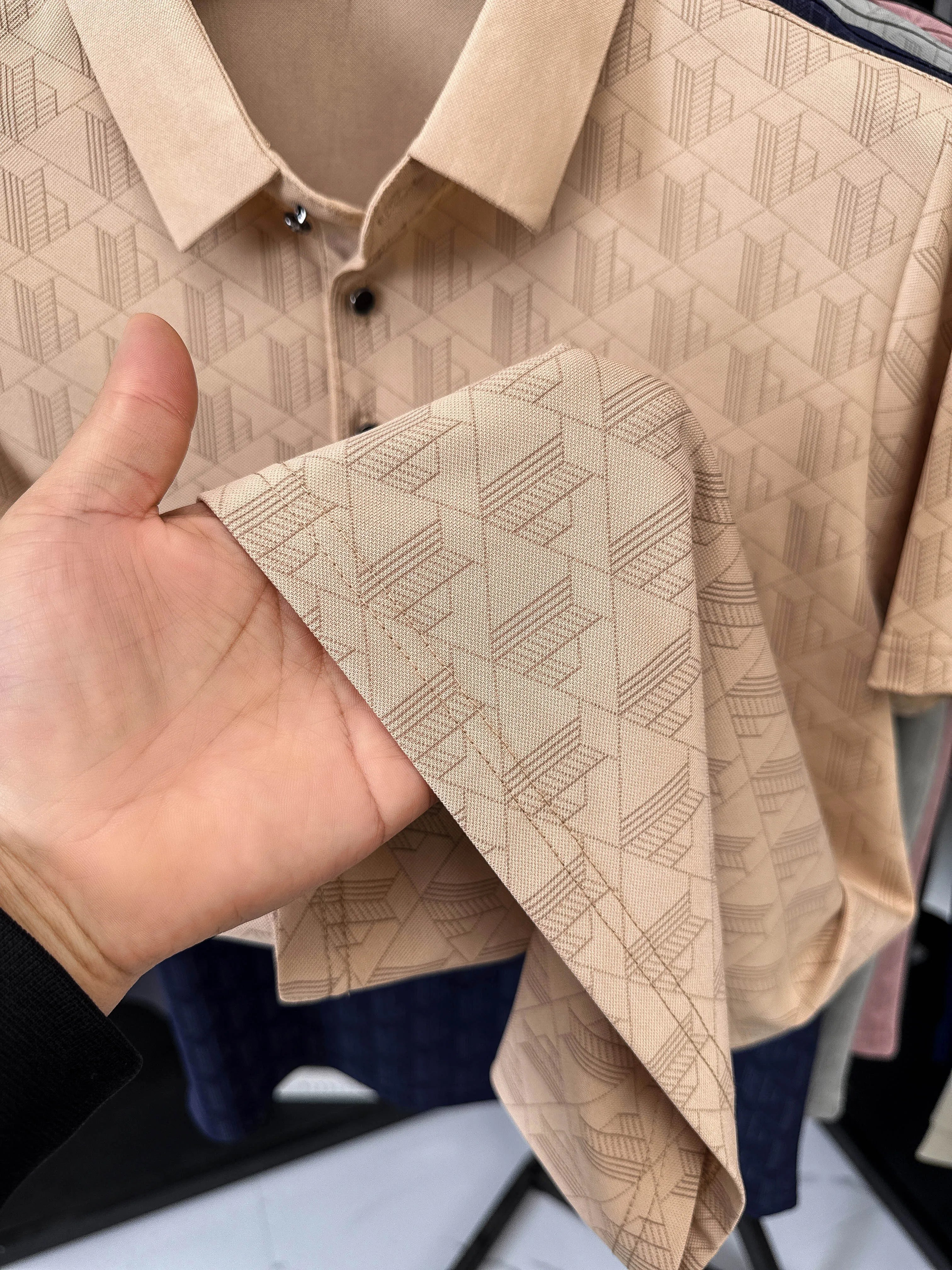 Men's New Short-Sleeved T-Shirt Summer Polo Shirt with a Stand-Up Collar Simple Casual Versatile Fashionable Trendy Men's Wear