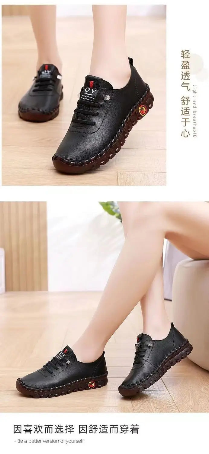 Spring Shockproof Orthopedic Shoes For Women Autumn Lace Up Flats Women's Loafers Ladies Comfort Moccasins Female Driver Shoes
