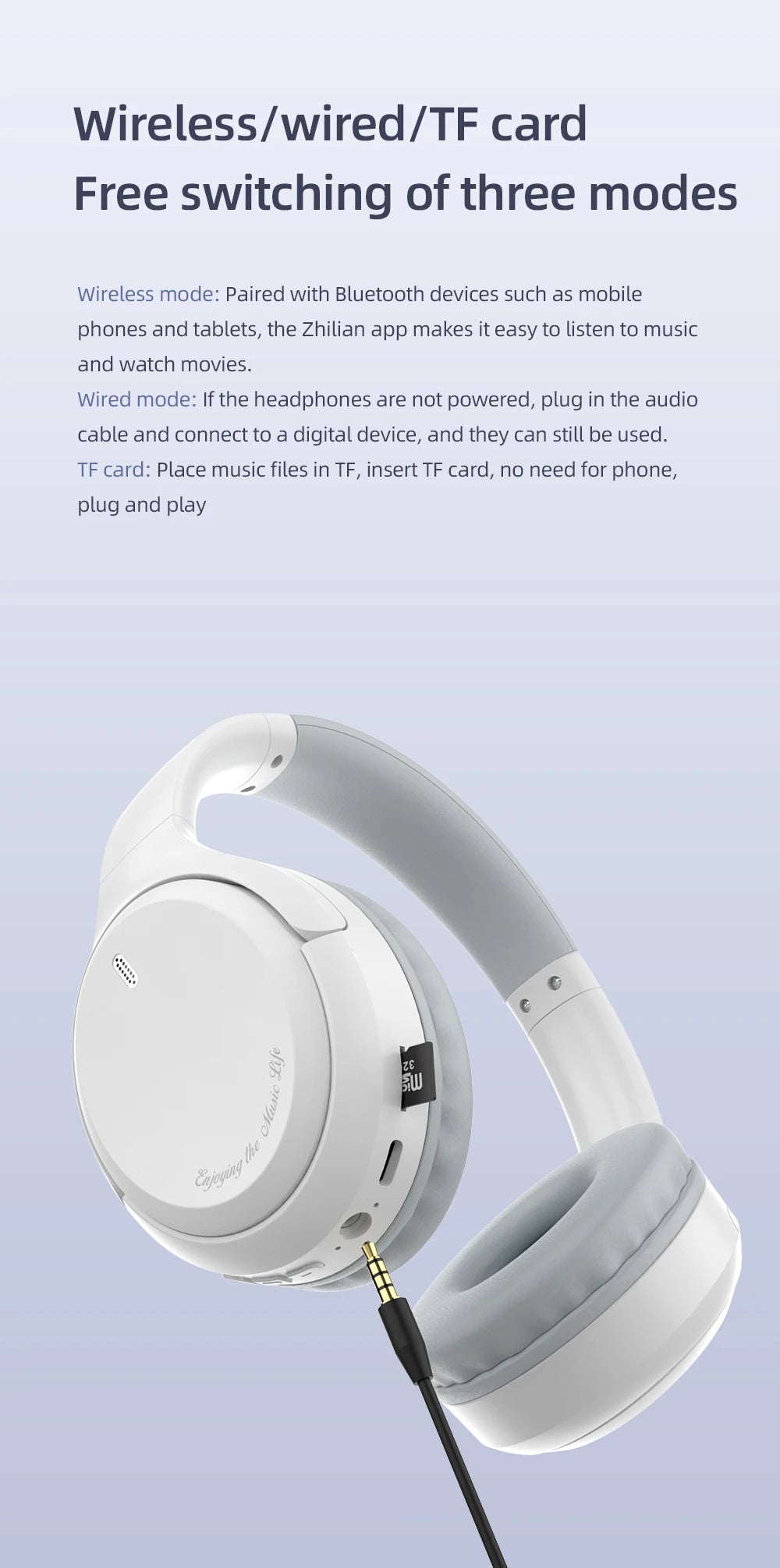 Headset Over-Ear Hood Wireless Bluetooth Earphones 5.3 Gaming Sports Earphone bluetooth Music Headphone High Fidelity Foldable