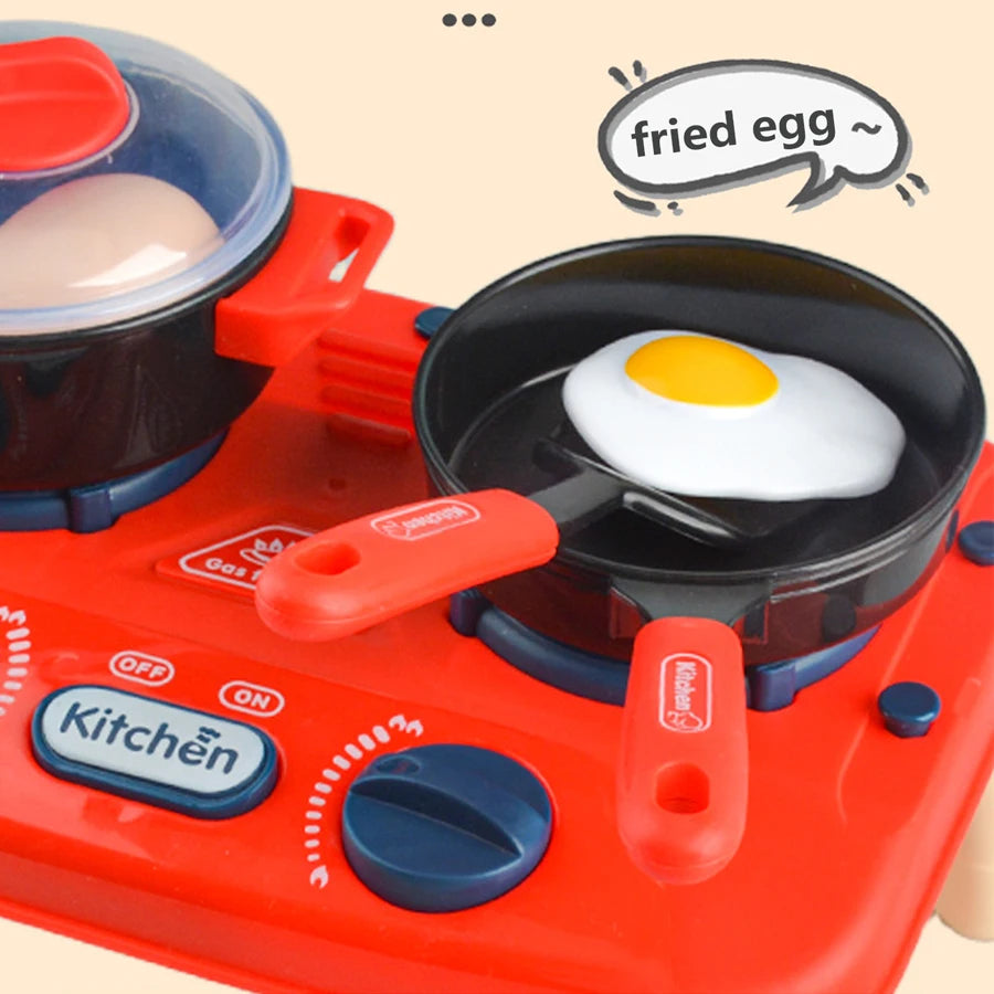 Children's Kitchen Cooking Pretend Play, Simulated Stove Toy with Light and Sound Effects, Girls' Role-Playing Cooking Set, Parent-Child Interactive Holiday Toy