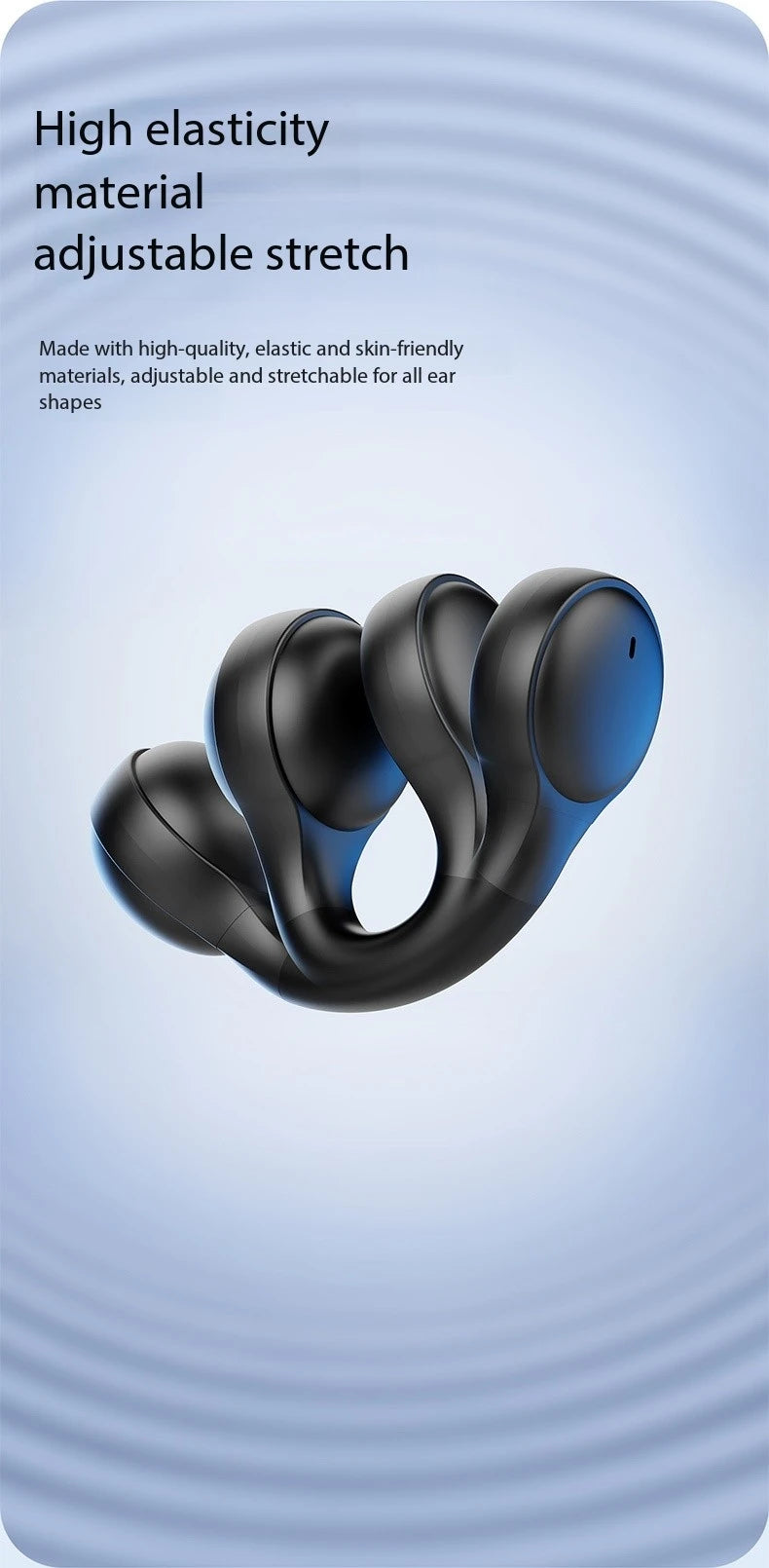 New Mirror Surface Digital Display Soft Silicone Ear Clip Wireless Bluetooth Headphones with Noise Reduction, High-Definition, Lossless for Sports