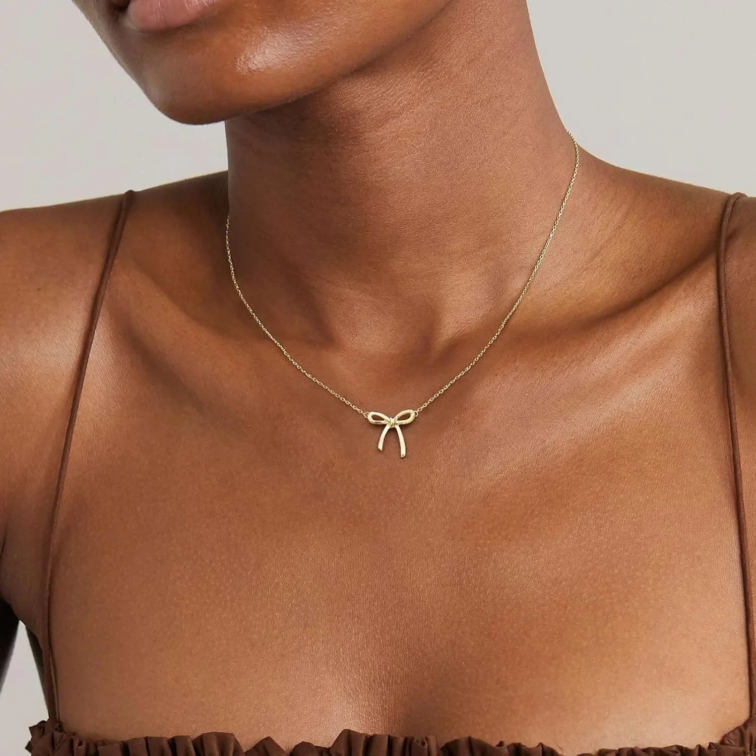 Gold Necklace for Women Bow Necklace Gold Silver Plated Necklace Cute Bow Pendant Choker Chain Necklaces for Women Jewelry Gift
