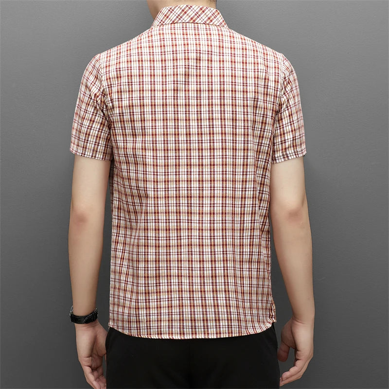 Men's Striped Workwear Casual Short Sleeved Shirt Wrinkle Resistant and Non Ironing Fashionable Top