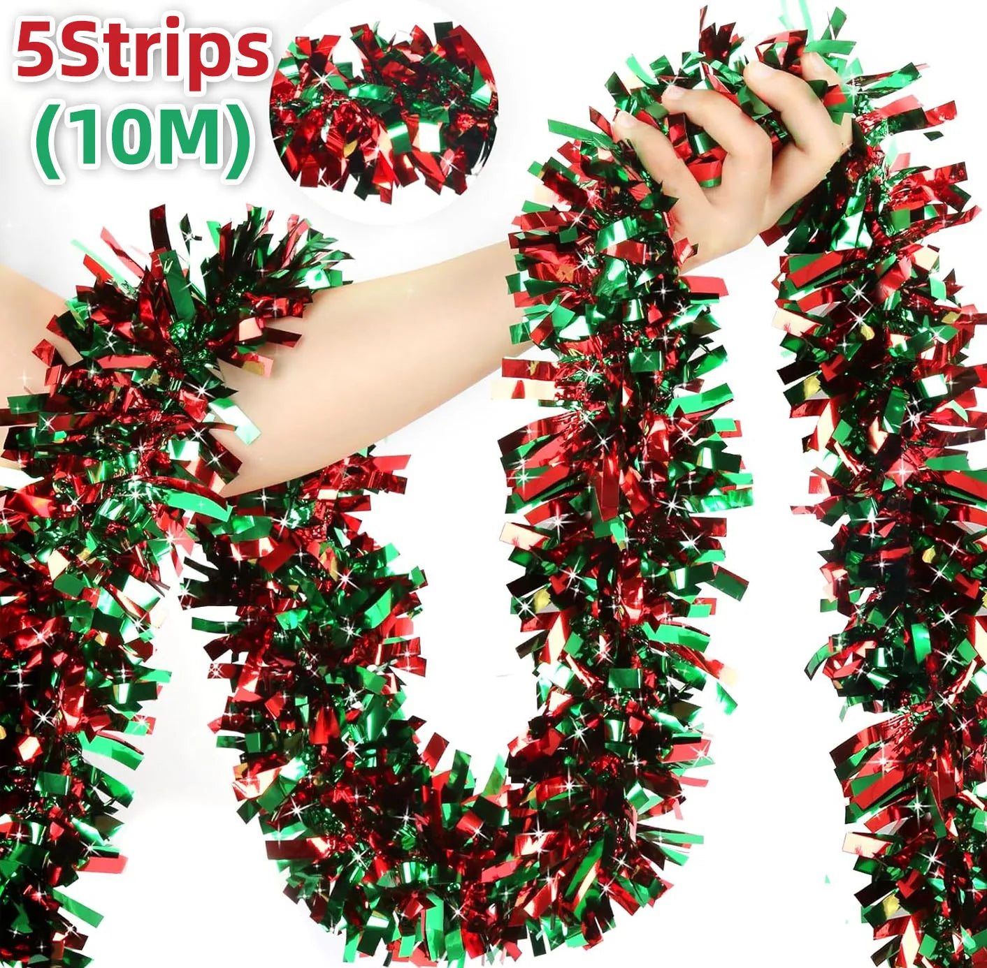 Christmas Tinsel Garlands Decoration Bar Tops Red Green Wreath Xmas Tree Ornaments Party Home Staircase Decor Pendant Prop