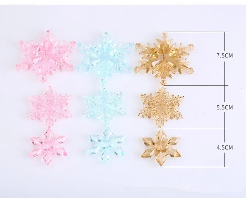 Christmas Decorations for Home, Snowflake Ornaments, Crystal Acrylic, DIY Bead, Curtain Decorative Craft, Party Decor, 10Pcs per