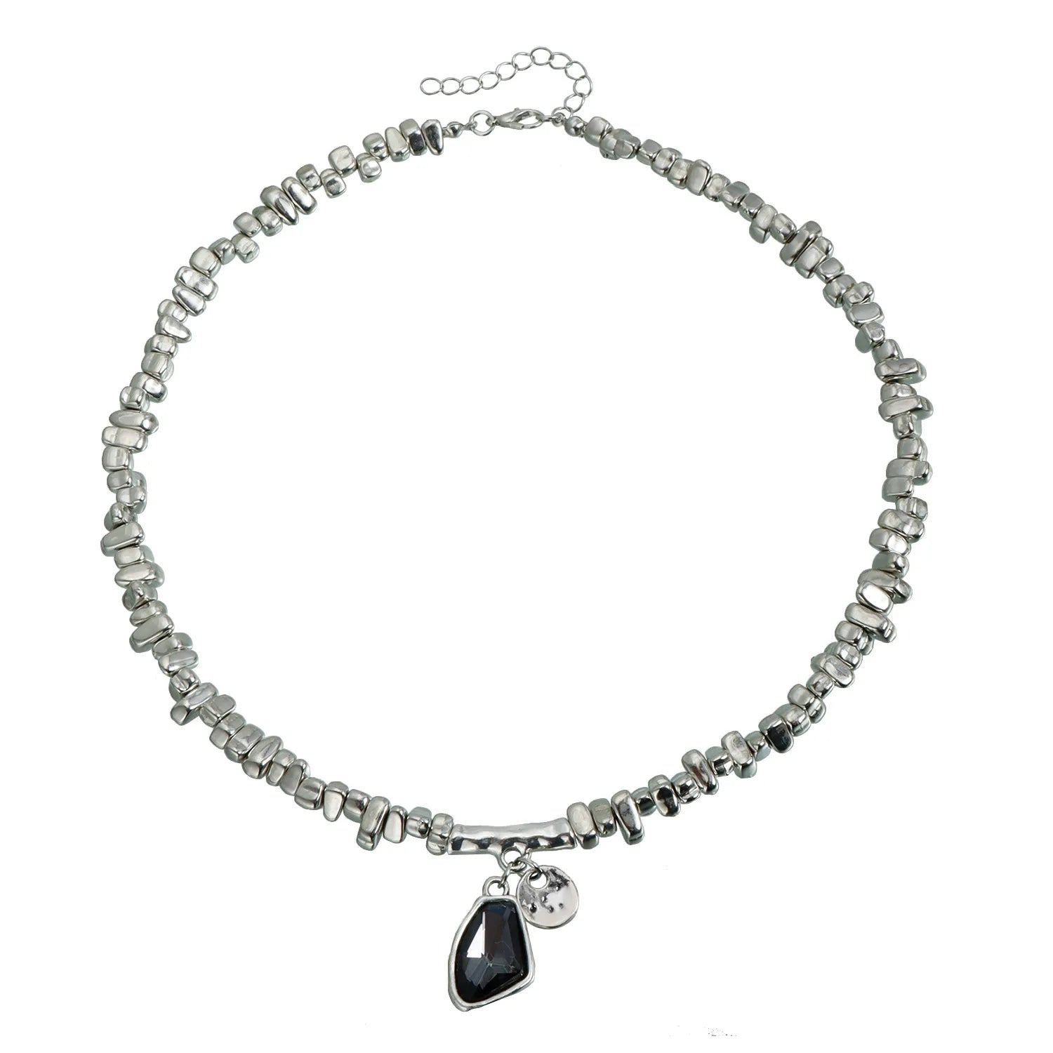 Faceted Pendant Set Necklace & Bracelet Sparkling Metal Jewelry Elegant Cut Crystal Gift for Women Luxe