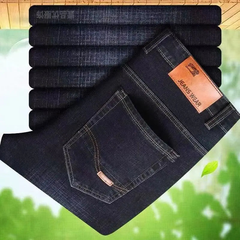 Fashion Men Jeans Stretch Straight Leg Casual Slim Fit Denim Pants Male Brand Luxury Design Business Classic Trousers