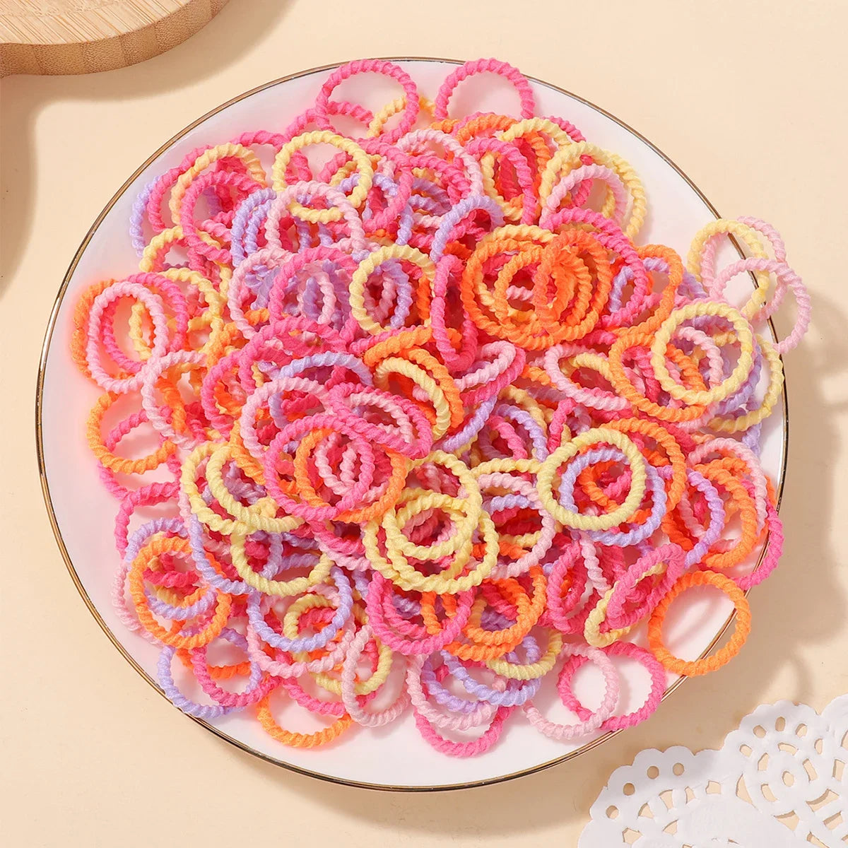 100/200Pcs Girls Colorful Hair Bands Set Nylon Elastic Rubber Band Children Ponytail Holder Scrunchies Kids Hair Accessories