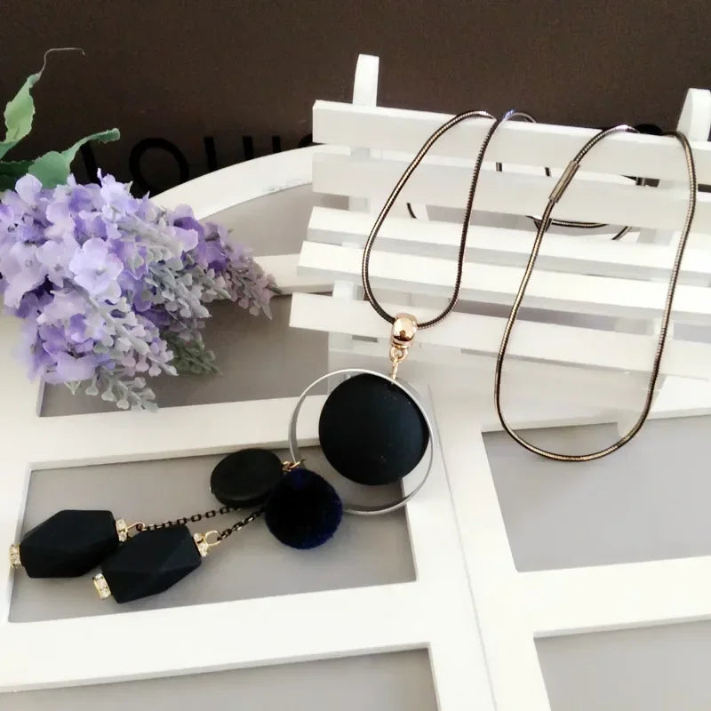 Women's Necklace Bohemian Geometric Round Vintage Tassel Long Sweater Chain Necklaces Fashion Women Jewelry Accessories