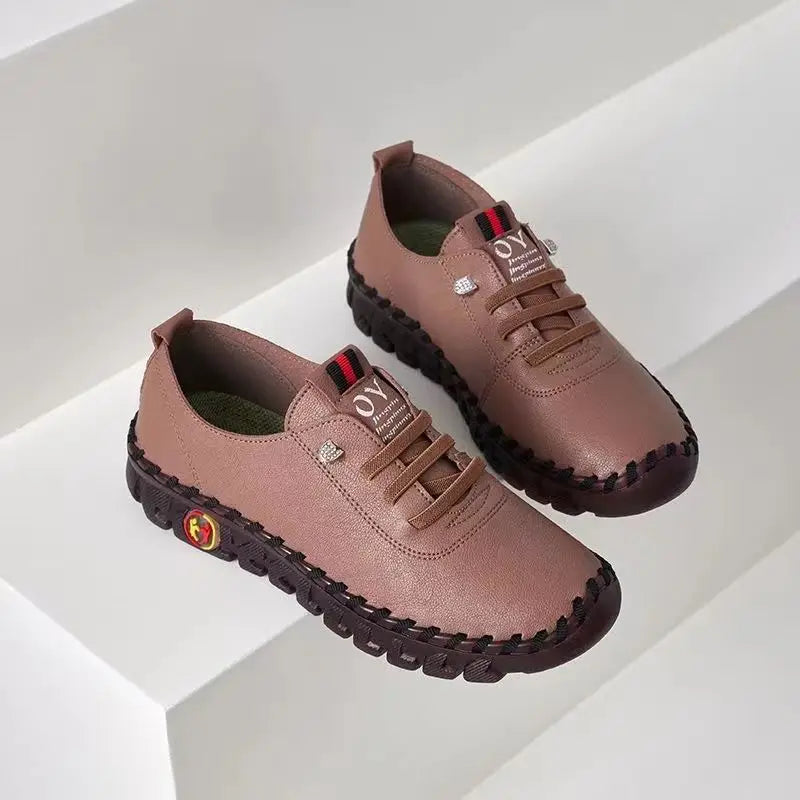 Spring Shockproof Orthopedic Shoes For Women Autumn Lace Up Flats Women's Loafers Ladies Comfort Moccasins Female Driver Shoes