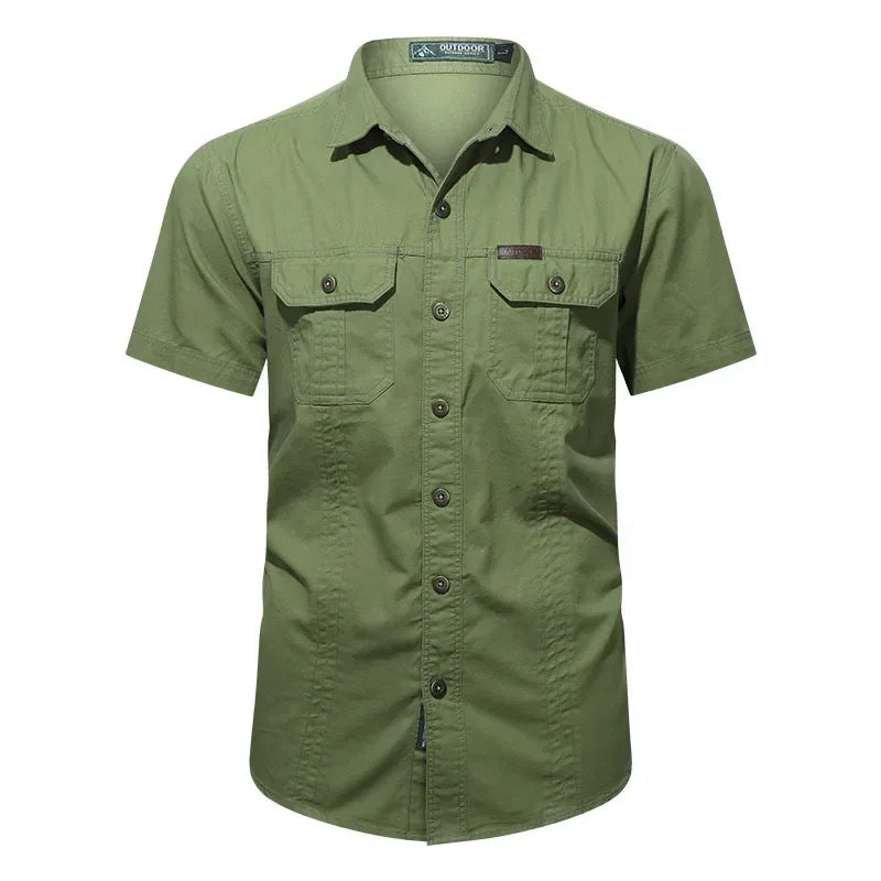 2025 Summer Men Oversized Shirts Casual Loose Breathable Fashion Cotton Shirts Male Work Cargo Shirts Blouses Men Clothing 5XL