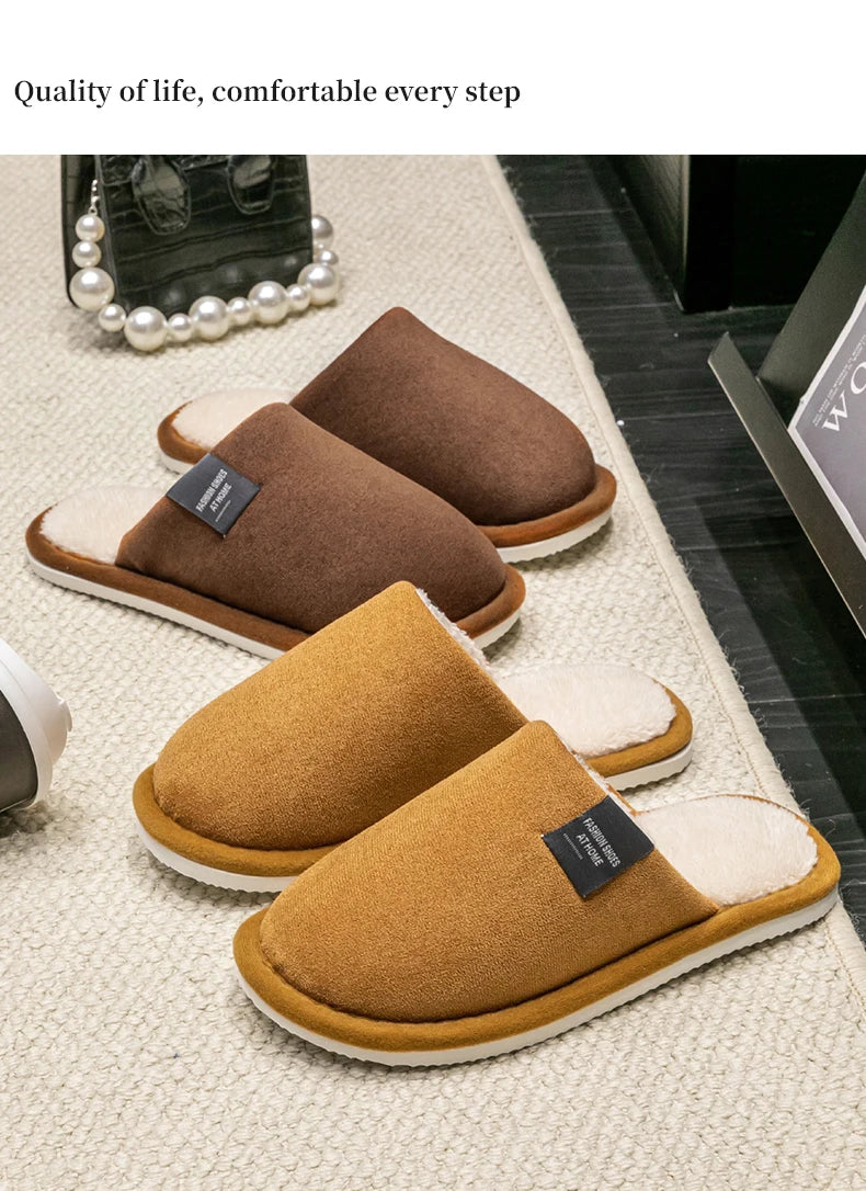Winter Warm Slippers Men House Non Slip Soft Shoes Comfortable Flat Heel Home Indoor Bedroom Plush Slippers Bedroom Female shoes