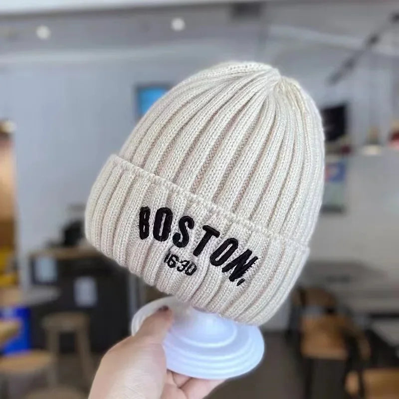 Winter Baby Hat Fashion Letter Pattern Knit Beanie Warm Cap for Infant Newborn Cold Weather Beanie Kid Accessories