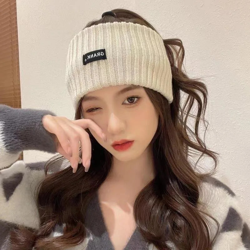 Women Winter Wide Headband Solid Color Knitted Warm Headwrap for Girls Punk Elastic Headwear Sports Bands Hair Accessories