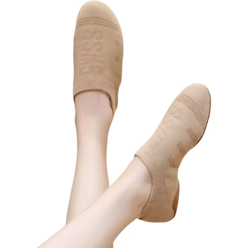 Women Dance Shoes Knitted Teacher Shoes Soft sole Low Heel Latin Training Shoes Ballet Dance Shoes Jazz Ballroom Sneakers Girls