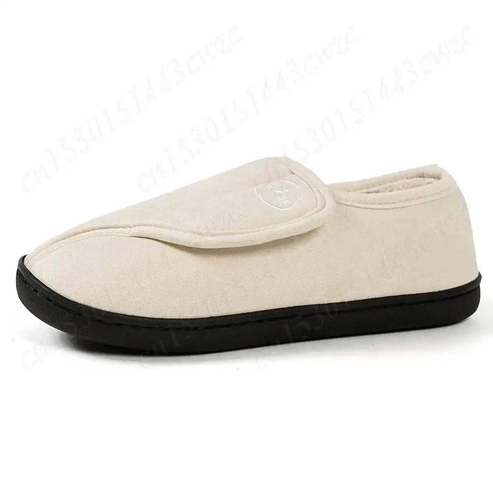 House Shoes for Men Suede Leather Slippers Non-Slip Slip-on Shoes Comfy Warm Plush Indoor/Outdoor for Diabetic Swollen Feet