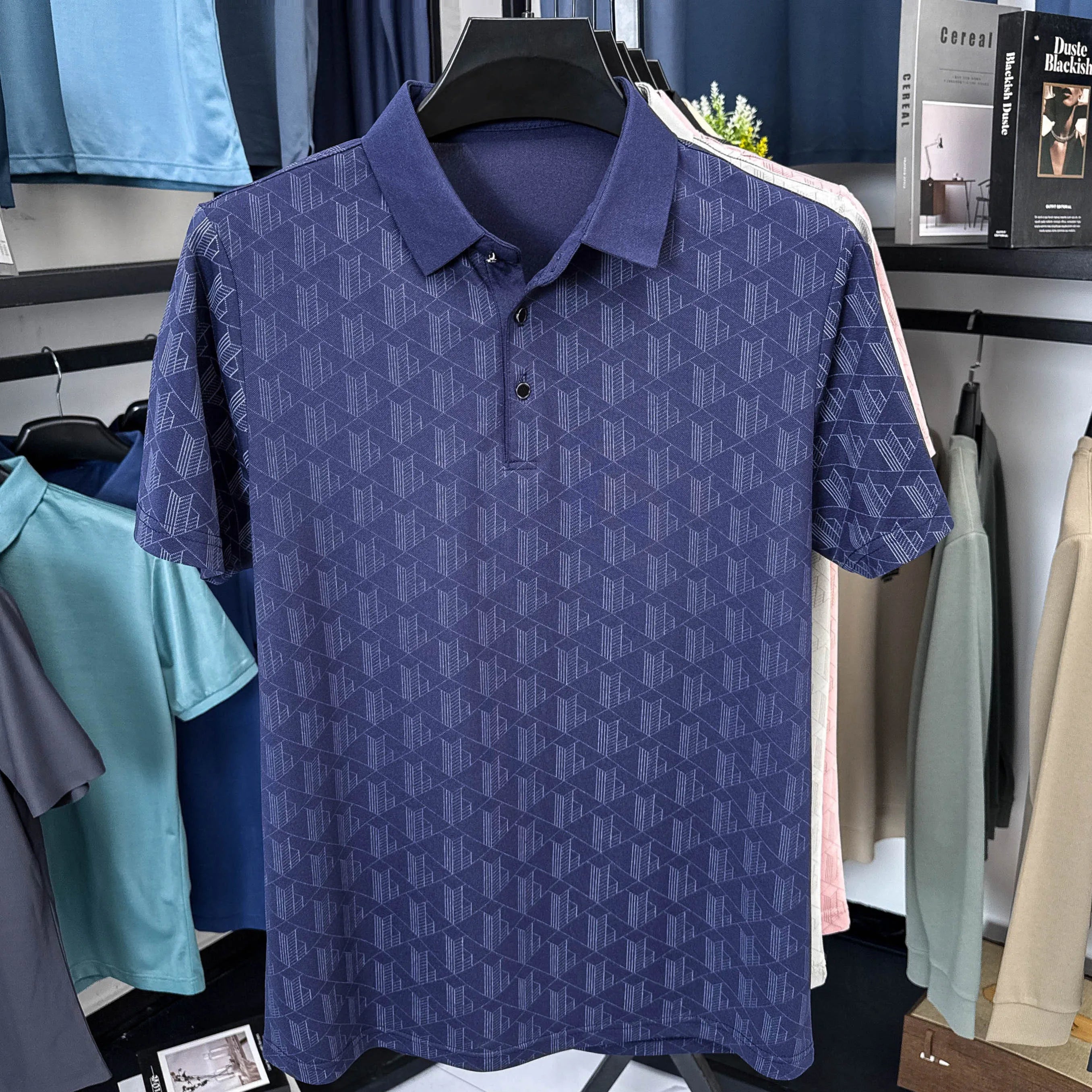 Men's New Short-Sleeved T-Shirt Summer Polo Shirt with a Stand-Up Collar Simple Casual Versatile Fashionable Trendy Men's Wear