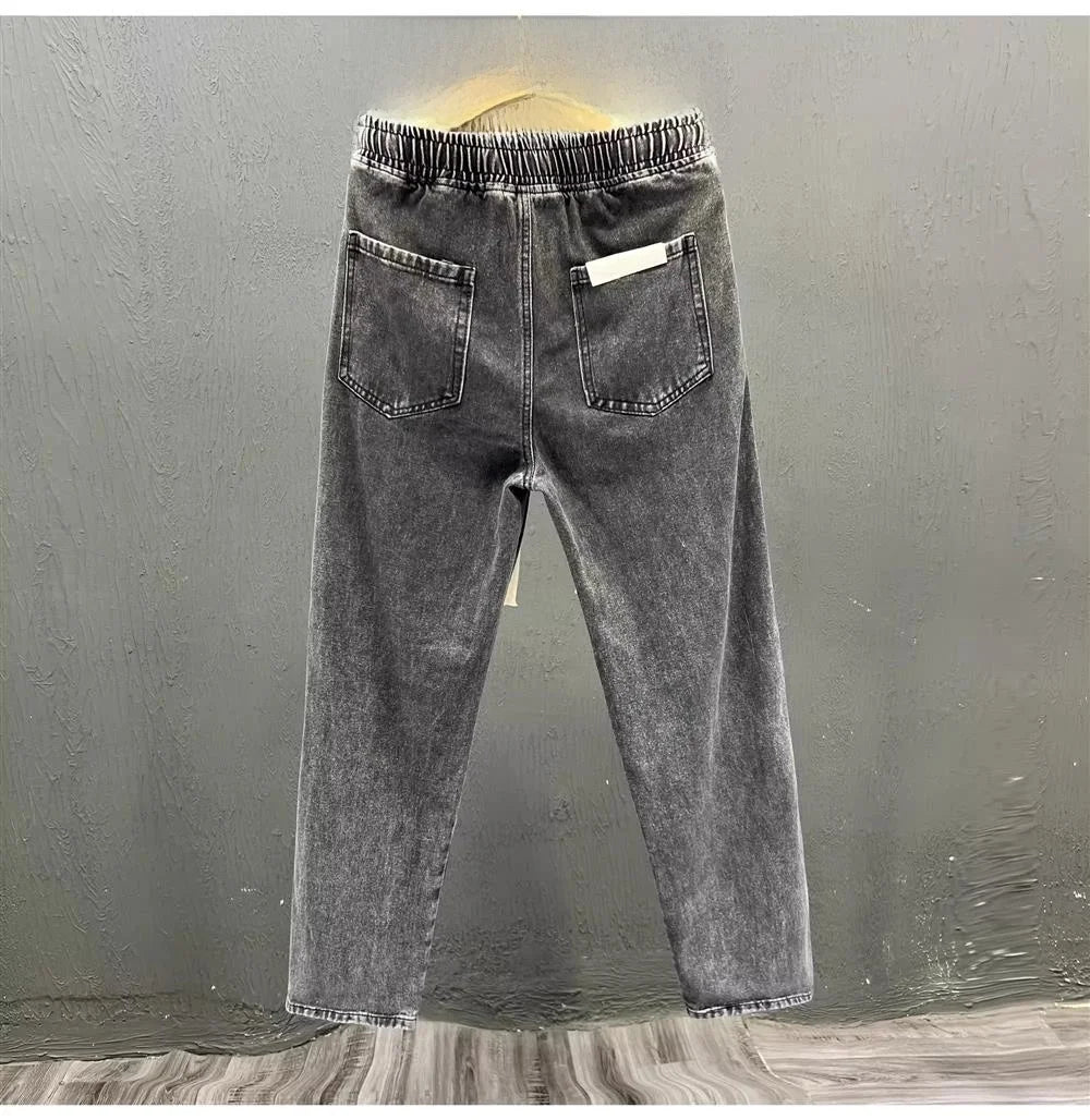 Men's Casual Loose Straight Leg Jeans Thin Wear Resistant Spring Autumn Vintage Workwear Trousers Comfortable Denim Pants